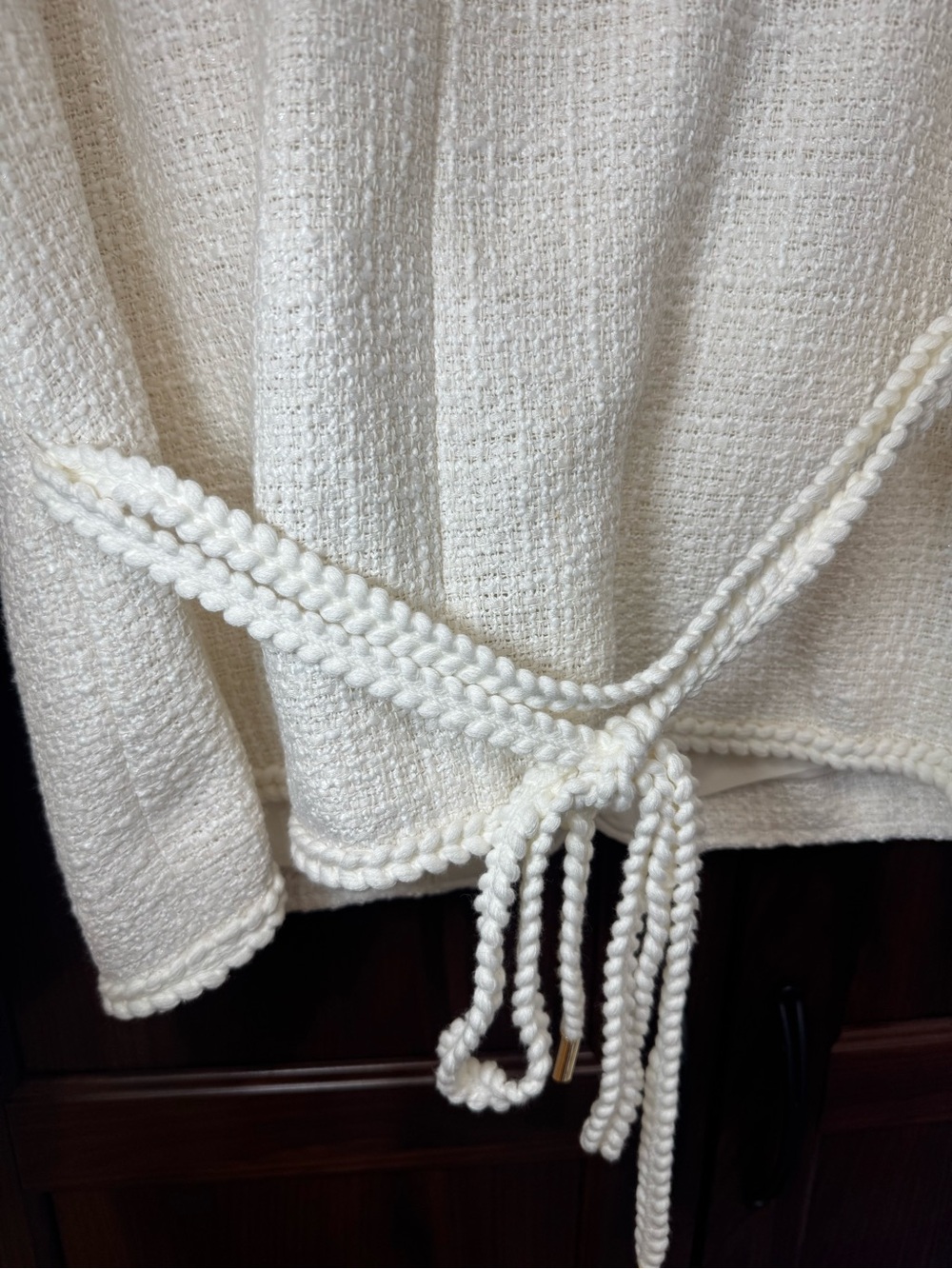 Ann Taylor Cream Bouclé Belted Blazer with Gold Buttons - Picture 8 of 8